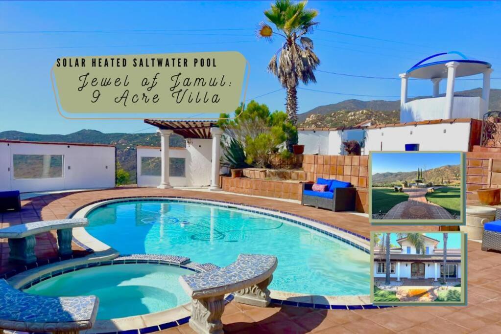 Private Home On 10 Acres - Heated Salt Pool & Jacuzzi, Mountain & City Views, Horseshoes, Basketball, Bbq, Golf Putting, Foosball, Croquet, Bose Stereo, White Cotton Bedding - Hilltop Hacienda, Pool Heat Optional Jamul Kültér fotó